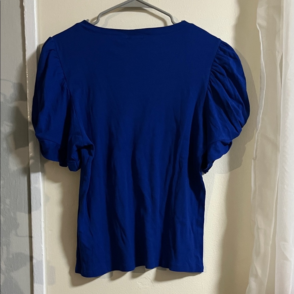 Vince Camuto Royal Blue Puff Sleeve Blouse - Picture 4 of 5